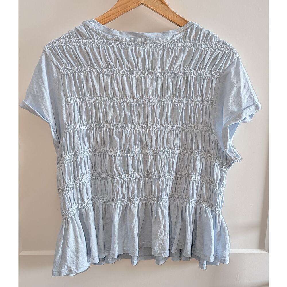 Pilcro Light Blue Smocked Short-Sleeve Peplum Top - Picture 5 of 7